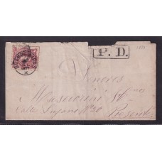 ARGENTINA 1877 GJ 49 SOBRE CIRCULADO CON MUY RARA MARCA P.D.